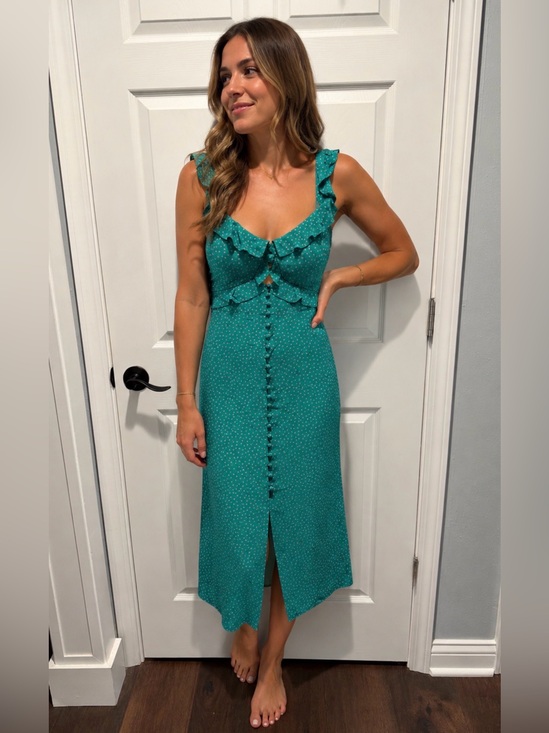 kate spade Dresses & Skirts - NWOT kate spade Teal Midi Dress with Ruffle Straps